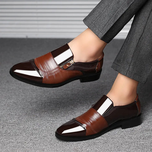 Elegant Breathable Leather Oxfords for Men - Stylish Formal Dress Shoes Perfect for Office, Parties, and Weddings with Comfortable Rubber Outsole and Lace-up Closure